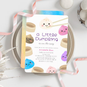 Convite Chá de Bebê Kawaii Pequeno Dumpling Colorido