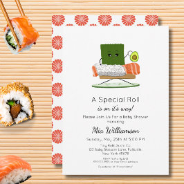 Convite Chá de Bebê Kawaii: Tema de Sushi e Rolinho de Sal