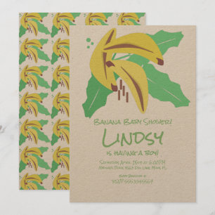 Convite Chá de Bebê Kraft Banana Roxa Retro Baby Shower