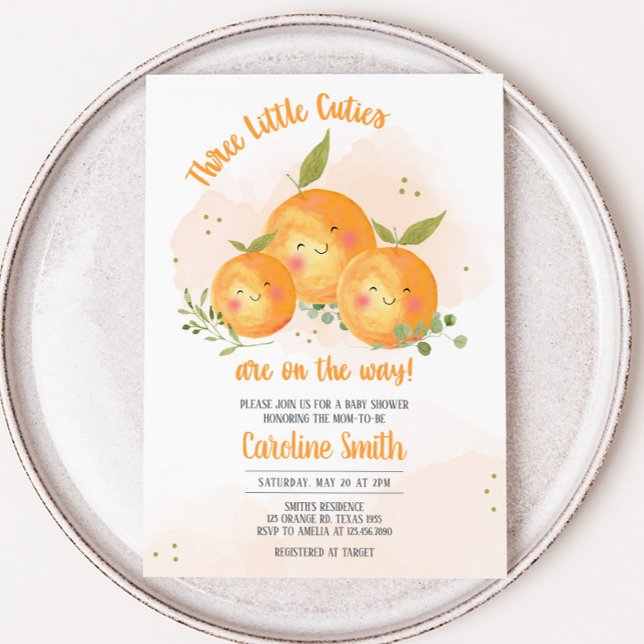 Convite Chá de Bebê Laranja Citrino Fofo (Oranges Baby Shower Invitation)