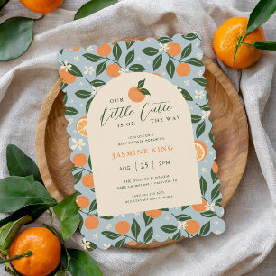 Convite Chá de Bebê Laranja Little Cutie Citrus