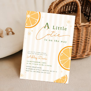 Convite Chá de Bebê Laranja Little Cutie de Verão