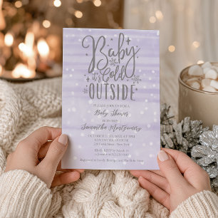 Convite Chá de Bebê Lavanda 'Baby It's Cold Outside'