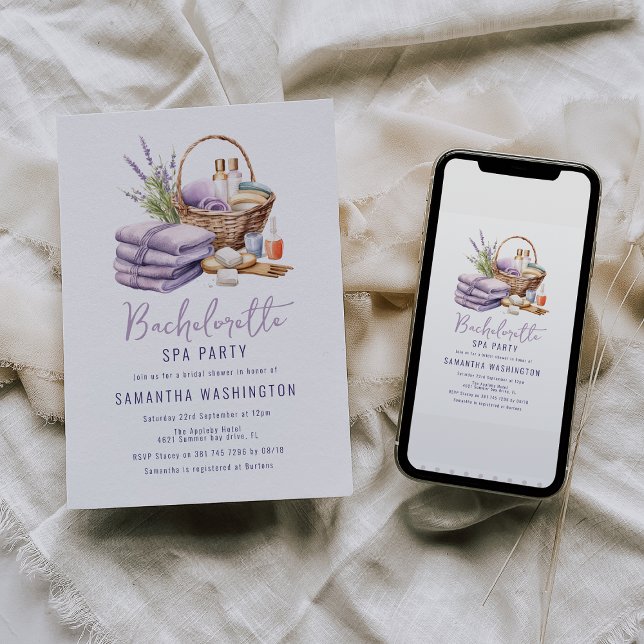 Convite Chá de Bebê Lavanda Dia de Spa (Criador carregado)