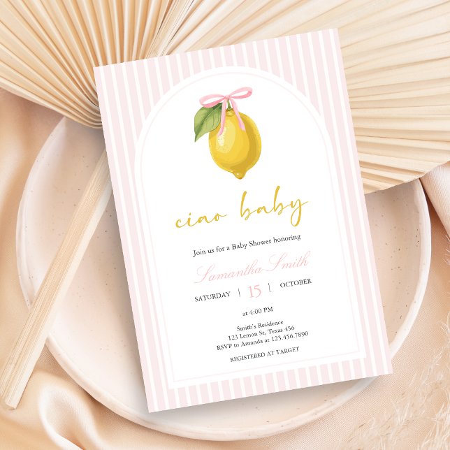 Convite Chá de Bebê Lemon Ciao (Lemon Ciao Baby Shower Invitation)