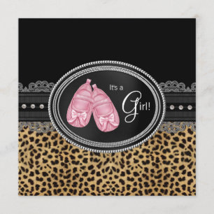 Convite Chá de Bebê Leopardo Rosa