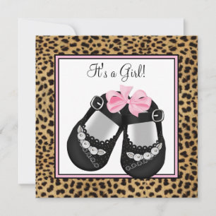 Convite Chá de Bebê Leopardo Rosa