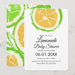 Convite Chá de Bebê Limonada Cítrica Amarela Limeira Abstr