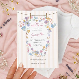 Convite Chá de Bebê Linha de Roupas Pastel Bebê em Flor