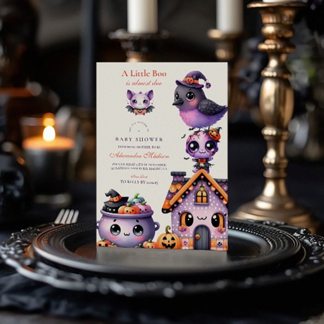 Convite Chá de Bebê Little Boo Halloween Pastel (Criador carregado)