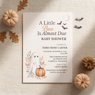 Convite Chá de Bebê Little Boo no Halloween está Quase Che