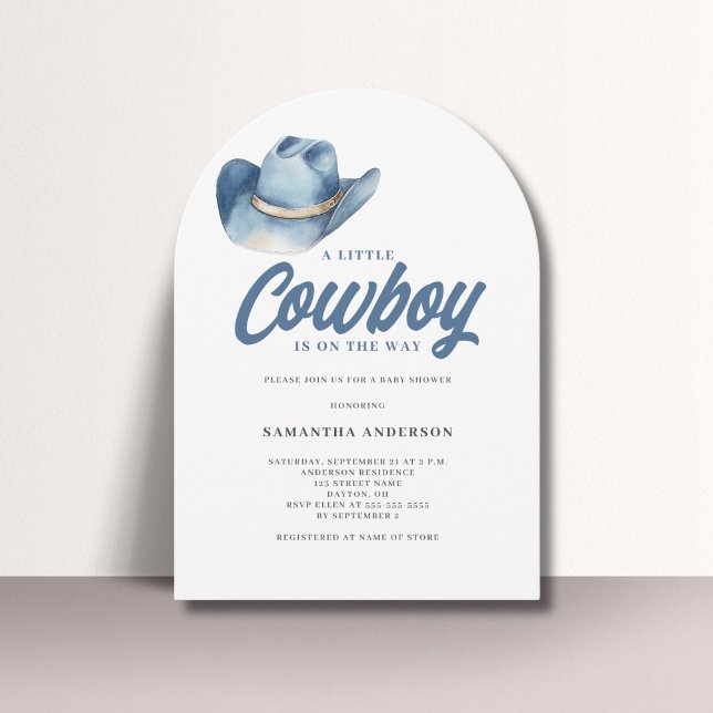 Convite Chá de Bebê Little Cowboy Blue Western (Criador carregado)