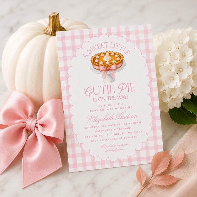 Convite Chá de Bebê Little Cutie Pie (Pink Little Cutie Pie Baby Shower Invitation)
