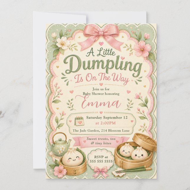 Convite Chá de Bebê Little Dumpling (Frente)