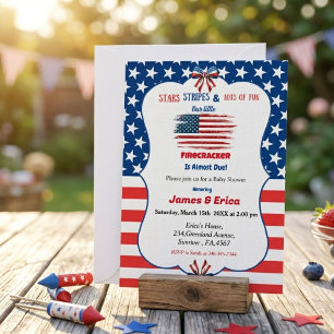 Convite chá de bebê little firecracker 4 de julho