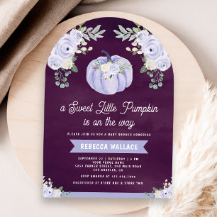 Convite Chá de Bebê Little Pumpkin Lavender Rose Arch Plum