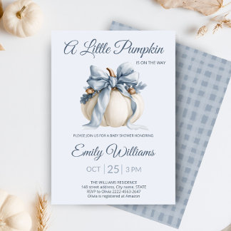 Convite Chá de Bebê Little Pumpkin | Menino Outono com Laç