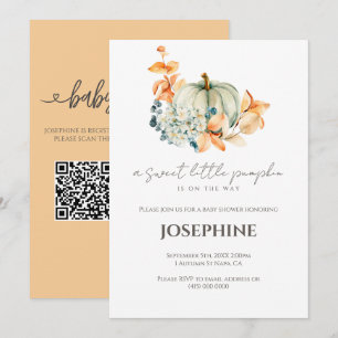 Convite Chá de Bebê Little Pumpkin QR Registro