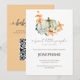 Convite Chá de Bebê Little Pumpkin QR Registro