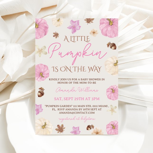 Convite Chá de Bebê Little Pumpkin Rosa (Criador carregado)