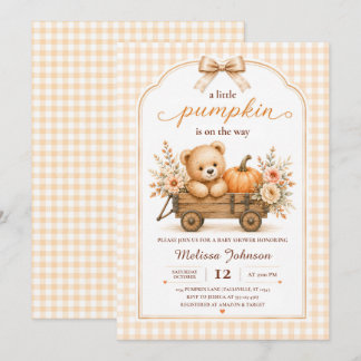 Convite Chá de Bebê Little Pumpkin Teddy Wagon