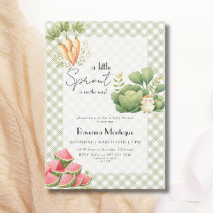 Convite Chá de Bebê Little Sprout Green Gingham