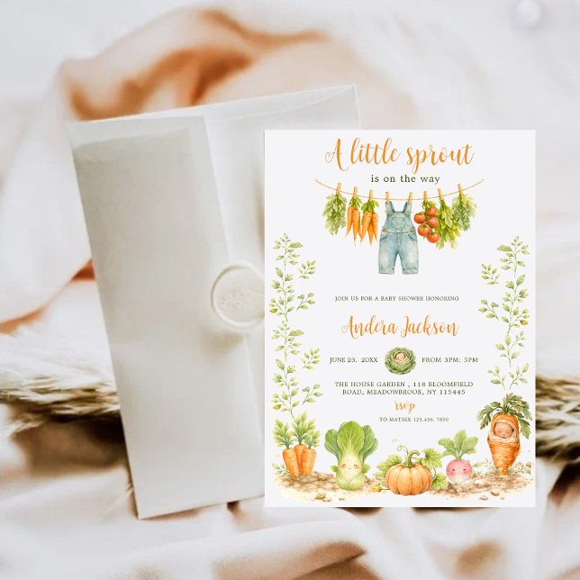 Convite Chá de Bebê Little Sprout Produtos Locais (Criador carregado)