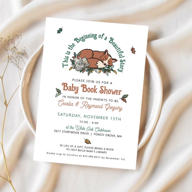 Convite Chá de Bebê Livro (Woodland Storybook Baby Shower Invitations)