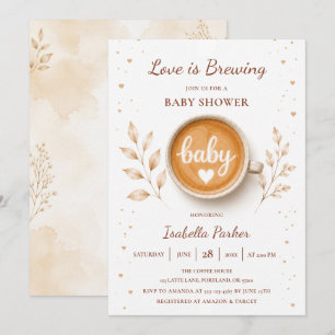Convite Chá de Bebê Love Is Brewing Coffee