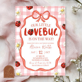 Convite Chá de Bebê Lovebug Vermelho Xadrez