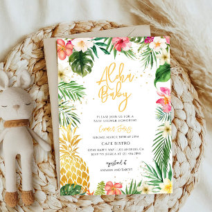 Convite Chá de Bebê Luau de Abacaxi Tropical