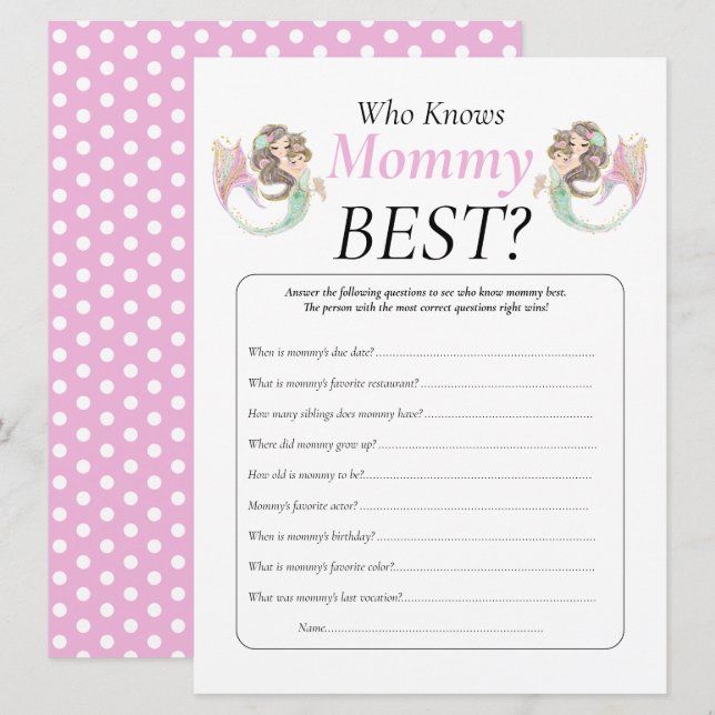 Convite Chá de Bebê Mãe Sereia Marrom Bebê Sob o Mar (Frente/Verso)