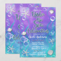 Chá de Bebê Mágico Debaixo do Mar Roxo Azul 