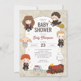 Convite Chá de Bebê Mágico Personagens de Harry Potter