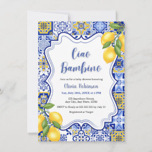 Convite Chá de Bebê Mediterrâneo Italiano Ciao Bambino