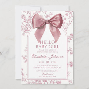 Convite Chá de Bebê Menina Arco Rosa Antigo Tudo em Um