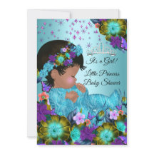 Chá de Bebê Menina Azul Turquesa Roxo Floral Étnic