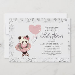 Convite Chá de Bebê Menina Bailarina Urso Panda Fofo