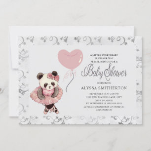 Convite Chá de Bebê Menina Bailarina Urso Panda Fofo