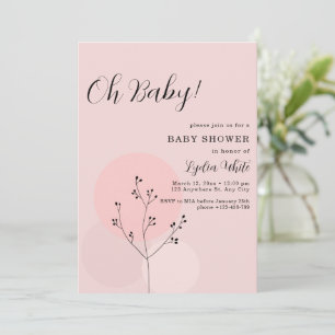 Convite Chá de Bebê Menina Boho Rosa Chá de Bebê Minimalis