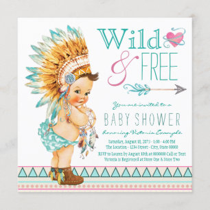 Convite Chá de Bebê Menina Boho Tribal