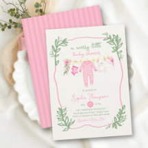 Chá de Bebê Menina Botânico Rosa Verde Alegre