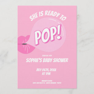 Convite Chá de Bebê Menina Bubblegum Está Pronta para Esto