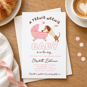 Convite Chá de Bebê Menina Cachorrinho Dachshund Rosa