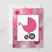 Chá de Bebê Menina - Carrinho Rosa Pontos e Flores