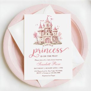 Convite Chá de Bebê Menina Castelo Princesinha Rosa
