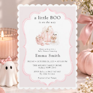 Convite Chá de Bebê Menina de Halloween Little Boo Fofo