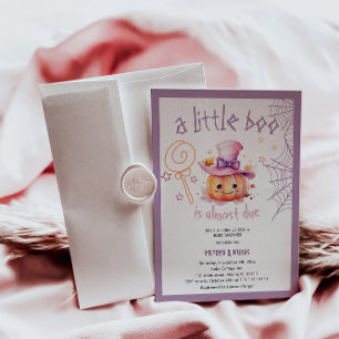 Convite Chá de Bebê Menina de Halloween Little Boo Quase C