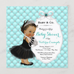 Convite Chá de Bebê Menina Étnica Azul Turquesa Baby & Co