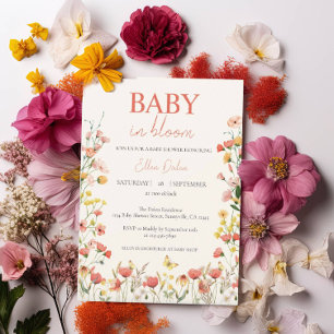 Convite Chá de Bebê Menina Flor Silvestre Pressionada Baby